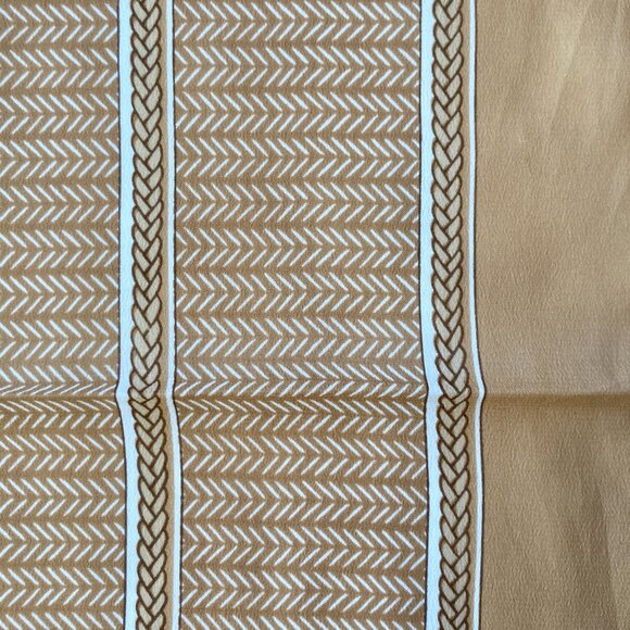 Vintage Beige Chevron Weave Print Polyester Square Scarf 27" X 27" Japan White - Picture 10 of 13